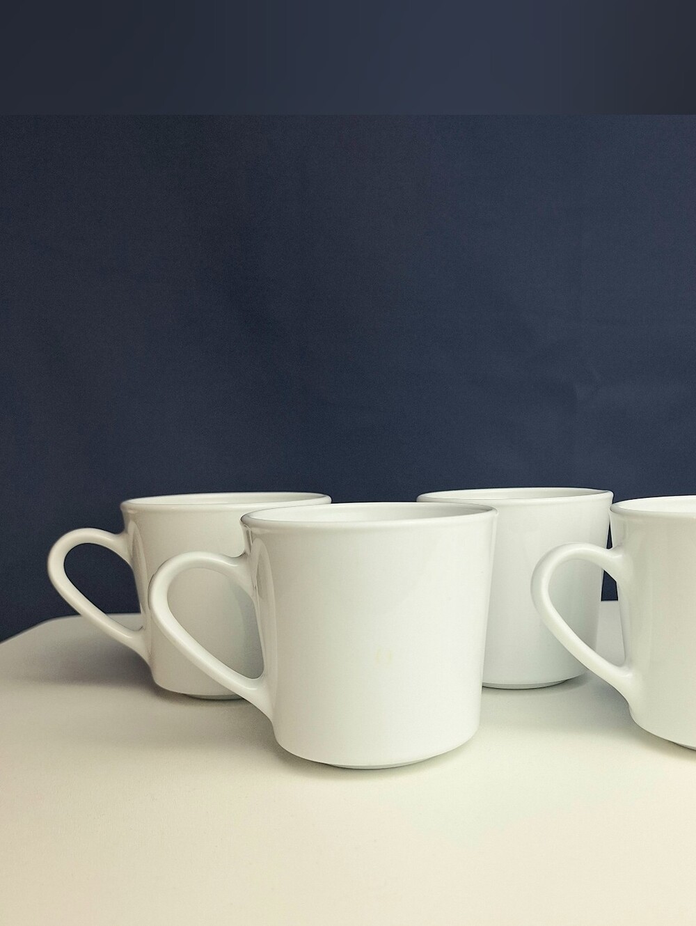 5 Vintage Centura By Corning White Coffee Cups 3" Narrow Rim Corelle USA